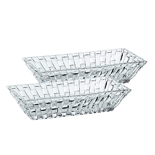 Nachtmann Bossa Nova Rectangular Serving Bowl Set of 2 6 Inch in Length Rectangle Glass Bowls for Kitchen Clear Crystal Glass Dish for Side Dishes Fruit Dessert Grapes Snack Serving Plates - Image 1