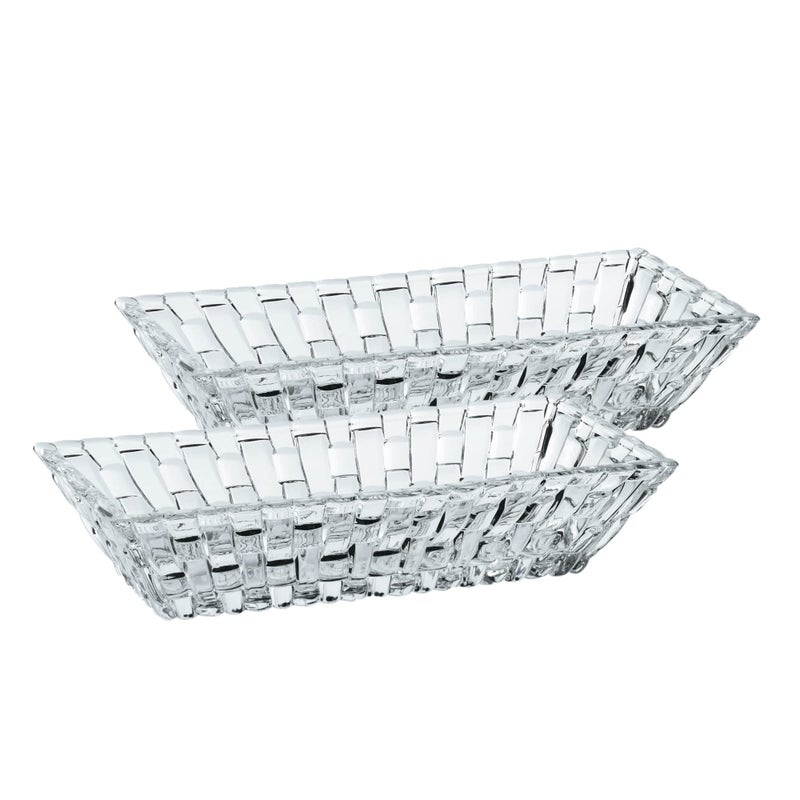 Nachtmann Bossa Nova Rectangular Serving Bowl Set of 2 6 Inch in Length Rectangle Glass Bowls for Kitchen Clear Crystal Glass Dish for Side Dishes Fruit Dessert Grapes Snack Serving Plates - Image 2