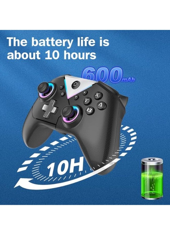 General - Switch controller for Windows PC/Switch/IOS/Android/Steam, Wireless Switch Pro controller with dual vibration motor, Turbo, Macro, RGB light, wired/Bluetooth dual connection mode gamepad - Image 1