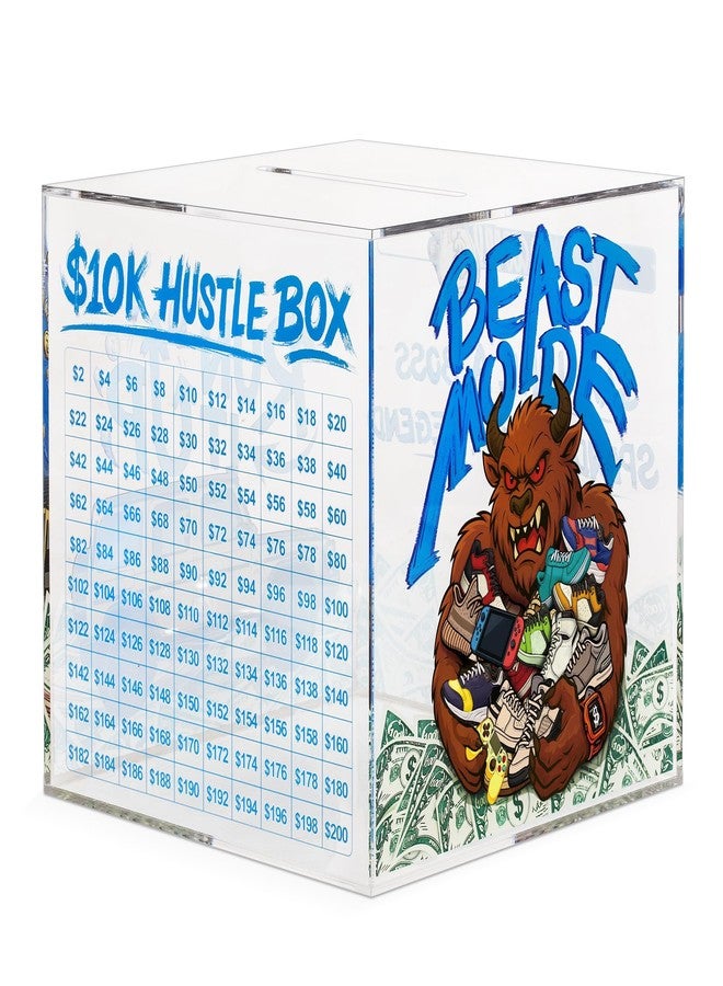حصالة نقود على شكل صندوق 10K Smash Box (6.7 بوصة)، حصالة نقود شفافة من الأكريليك للبالغين، قابلة للكسر، صندوق لجمع النقود والعملات المعدنية - Image 1
