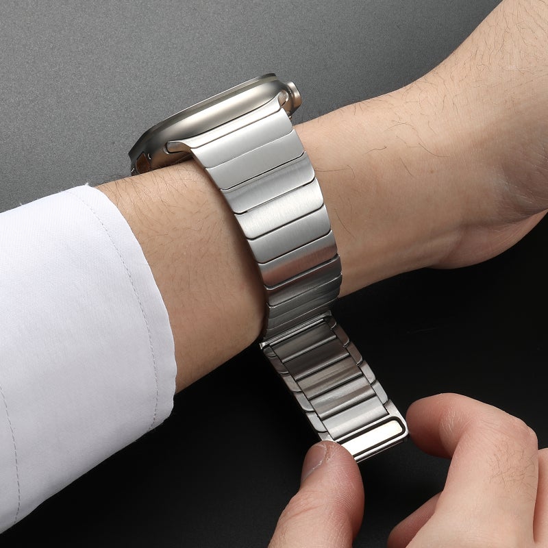 erorex For Apple Watch Se 2022 44Mm Single Bead Magnetic Stainless Steel Watch Band(Silver) - Image 4