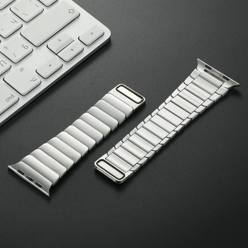 erorex For Apple Watch Se 2022 44Mm Single Bead Magnetic Stainless Steel Watch Band(Silver) - Image 3
