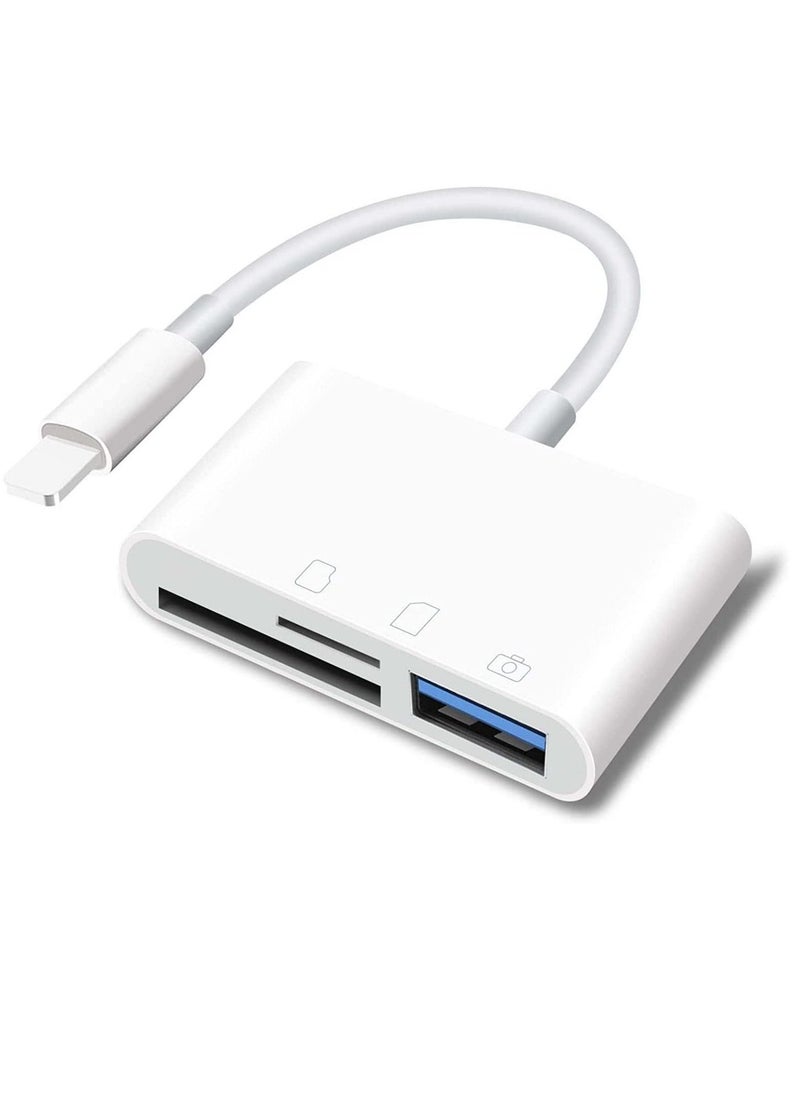 ELTRAZONE SD Card Reader for iPhone iPad, Portable USB Camera Adapter 3 in 1 USB Female OTG Adapter Compatible SD/TF Card - Image 1