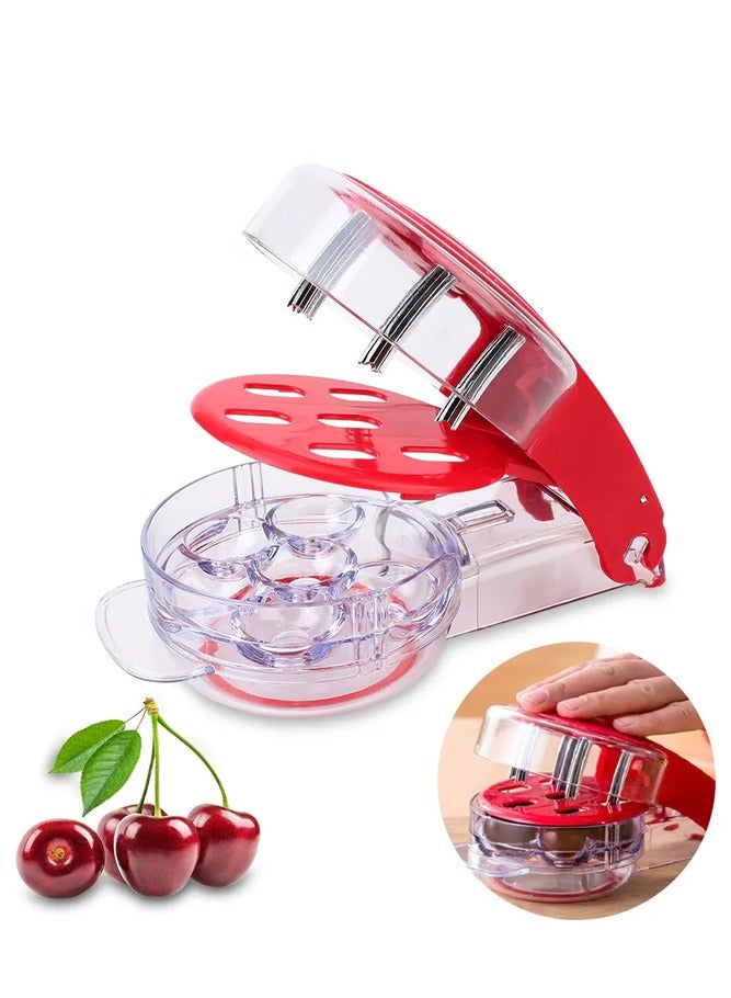 AMERTEER Professional Cherry Pitter with Pit and Juice Container - Mess-Free Cherry Stone Remover for Culinary Perfection - Image 1