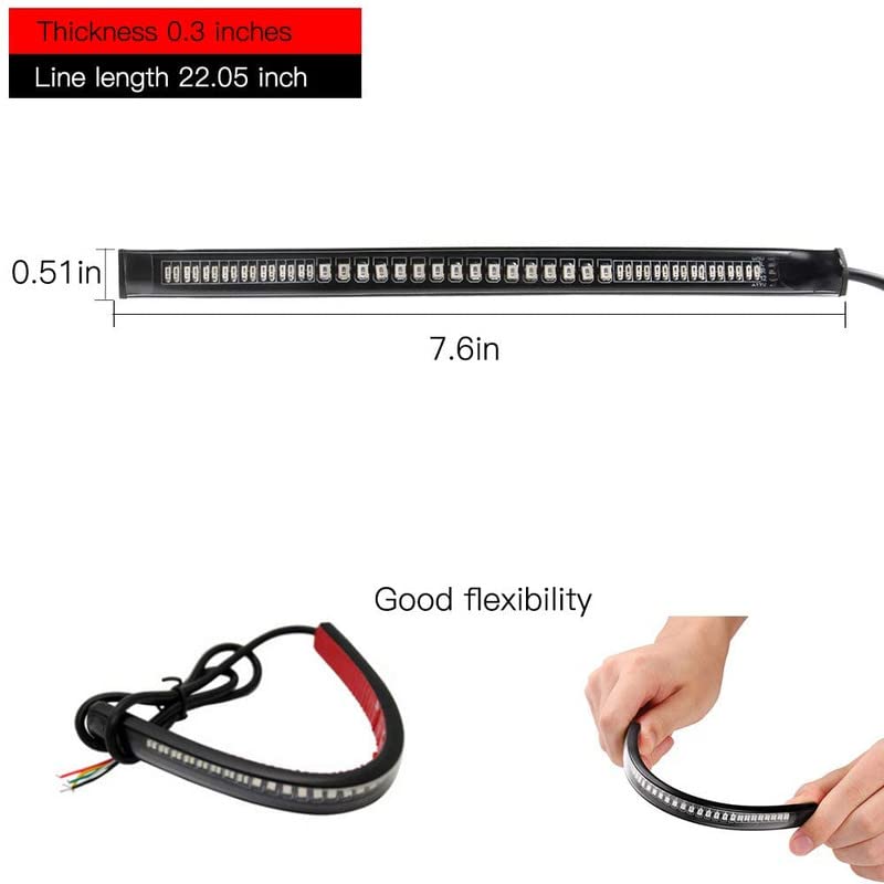 Bestrix مصباح خلفي Bestix للدراجات النارية LED إشارة انعطاف مصابيح خلفية مكابح توقف مؤشرات تشغيل عالمية (برتقالي وأحمر) - Image 2