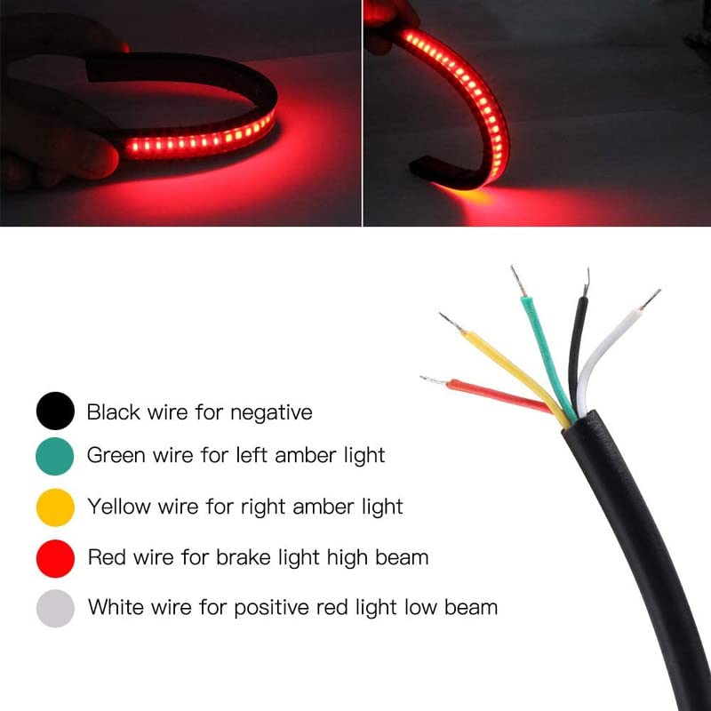 Bestrix مصباح خلفي Bestix للدراجات النارية LED إشارة انعطاف مصابيح خلفية مكابح توقف مؤشرات تشغيل عالمية (برتقالي وأحمر) - Image 3