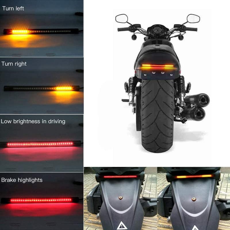 Bestrix مصباح خلفي Bestix للدراجات النارية LED إشارة انعطاف مصابيح خلفية مكابح توقف مؤشرات تشغيل عالمية (برتقالي وأحمر) - Image 1