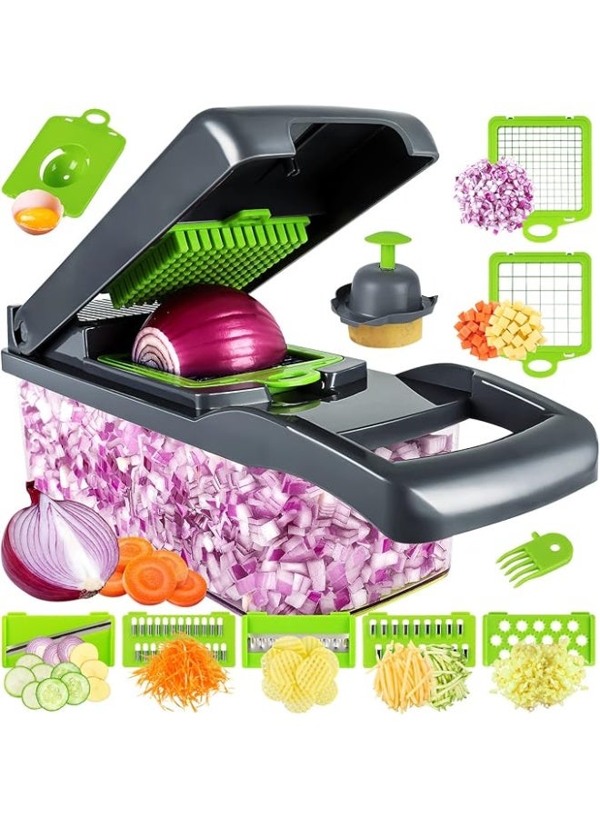 Multi-Function 16-in-1 Vegetable Chopper Cutter - Spiralizer and Slicer with Storage Container, Onion Chopper and Onion Mincer, Cutter, Egg, Veggie Chopper, Cheese Grater, Strawberry Slicer - Image 1