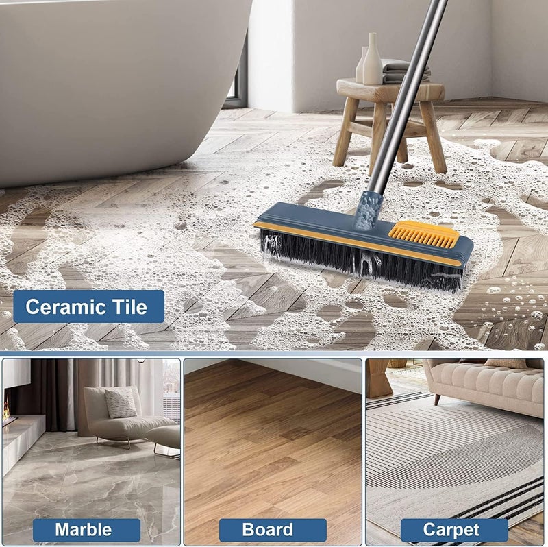 DHULKI Floor Cleaner Mop Brush Swiper with Strong Bristle | 2 in 1 Scrape Floor Scrubbing Brush with Long Handle | Tile Cleaner Broom for Kitchen - Image 4