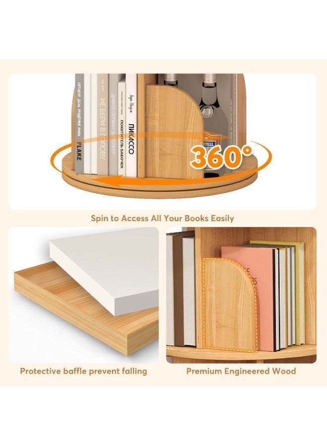 SHEIDLIN 360° Rotating Bookshelf, Large Capacity Bookcase with Anti-Fall Baffles, Space-Saving Corner Storage Rack, Suitable for Bedroom, Living Room, Study Room, and Office - Image 2