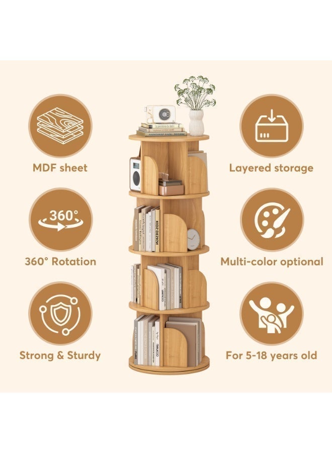 SHEIDLIN 360° Rotating Bookshelf, Large Capacity Bookcase with Anti-Fall Baffles, Space-Saving Corner Storage Rack, Suitable for Bedroom, Living Room, Study Room, and Office - Image 4