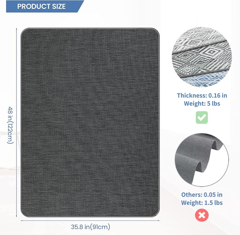 RccugmatS Chair Mat for Hardwood Floor, 36" x 48" Heavy Duty Office Chair Mat for Rolling Chairs, Anti Slip, Computer Chair Desk Mat, Floor Protector for Home Office, Graphite Texture - Image 2