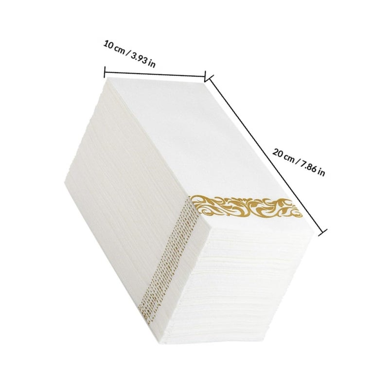 مناديل ورقية تستخدم لمرة واحدة مطبوعة بورق الذهب 100 قطعة 40 × 30 سم سميكة للمآدب وحفلات الزفاف والحفلات - Image 3