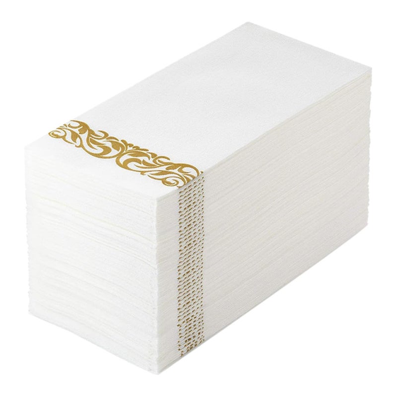 مناديل ورقية تستخدم لمرة واحدة مطبوعة بورق الذهب 100 قطعة 40 × 30 سم سميكة للمآدب وحفلات الزفاف والحفلات - Image 2