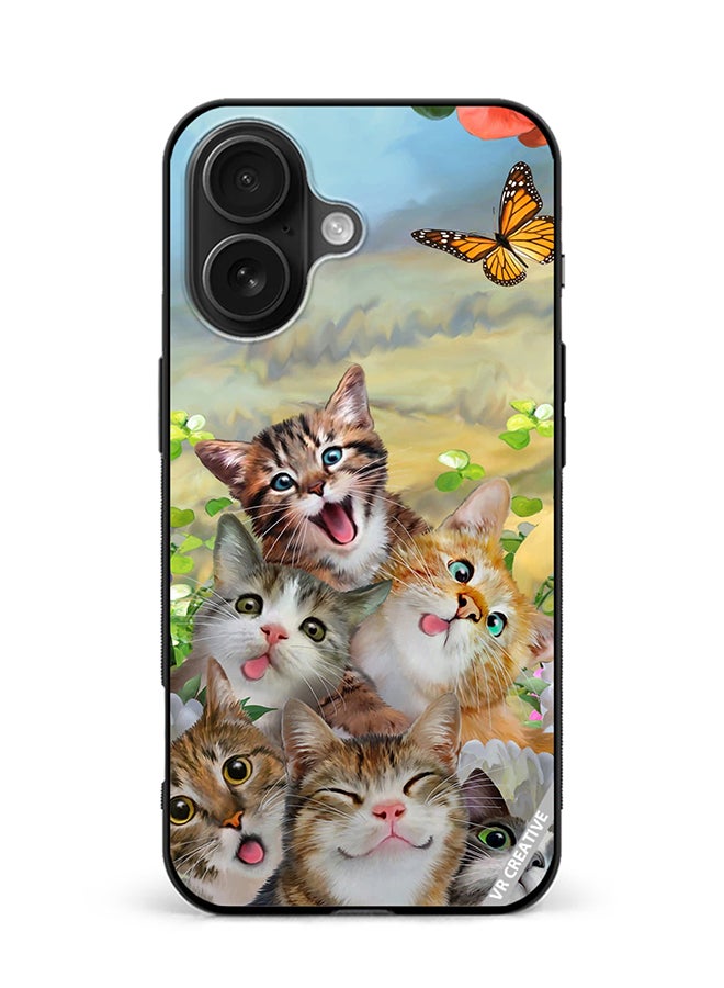 VR CREATIVE Protective Case Cover For Apple iPhone 16 Cats Design Multicolour