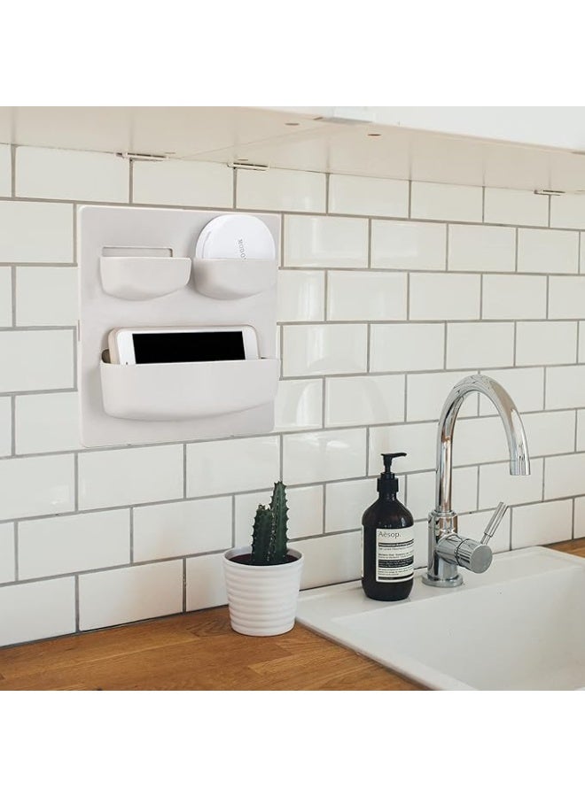 Shelves for Wall Storage Self-Adhesive Non-Drilling Wall Shelf Wall Mounted Organizer with Pockets for Bedroom Bathroom Kitchen Decor, Gray, 1PCS - Image 5