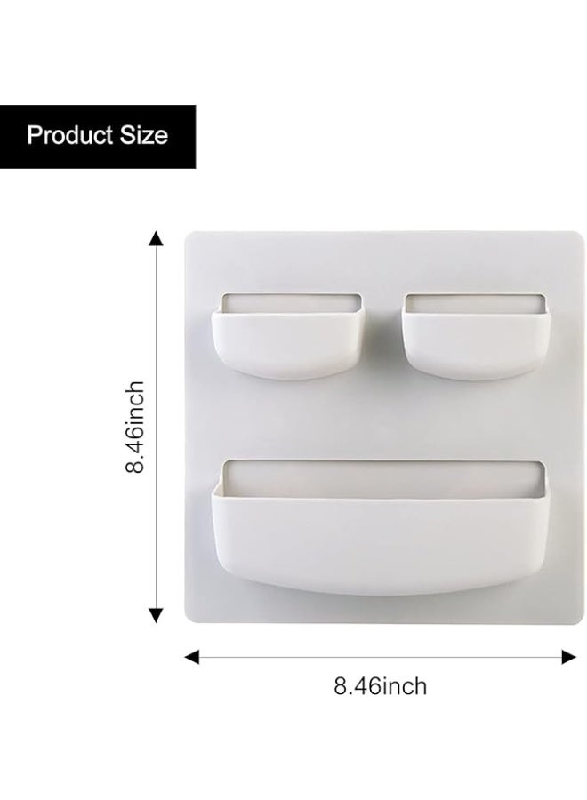 Shelves for Wall Storage Self-Adhesive Non-Drilling Wall Shelf Wall Mounted Organizer with Pockets for Bedroom Bathroom Kitchen Decor, Gray, 1PCS - Image 2