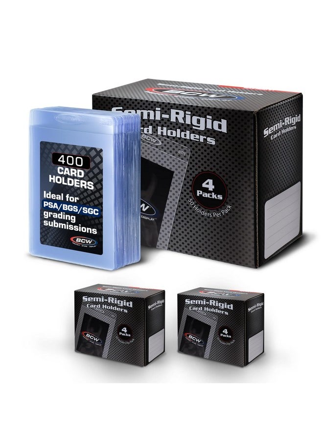 BCW Semi Rigid Card Holder - 400 Ct Trading Card Sleeves | Psa, Bgs, Sgc & Csg Grading Submission Sleeves For Cards | Sports Card, Mtg Card Sleeves, Pokemon Card - Save Or Grade!  - Image 1