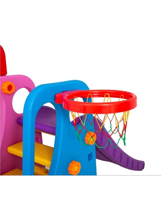 Rainbow Toys RBW TOYS Slide for Kids Toys Set 3 in 1 Outdoor Play Structure Jumbo Slide and Swing with Basket Ball Game - Image 4