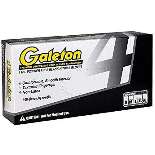 Galeton قفازات نيتريل 4 مل القابلة للتصرف خالية من البودرة غالي تون 11204-XL، سوداء - Image 4