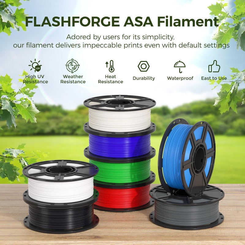 FLASHFORGE خيوط فلاشفورج ASA 1.75 مم باللون الأسود، خيوط طابعة ثلاثية الأبعاد 1 كجم (2.2 رطل) بكرة، دقة أبعاد +/- 0.02 مم، متينة، مقاومة عالية للأشعة فوق البنفسجية، مثالية لطباعة الأجزاء الوظيفية الخارجية - Image 2