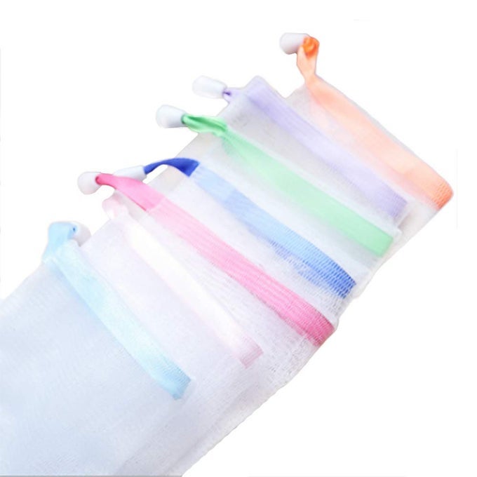 SOAP BAG SOFT FOR SHOWER SOAP POUCH SAVER WITH DRAWSTRING FOR FOAMING AND DRYINGHANGABLE 7 PCS MESH SOAP BAG