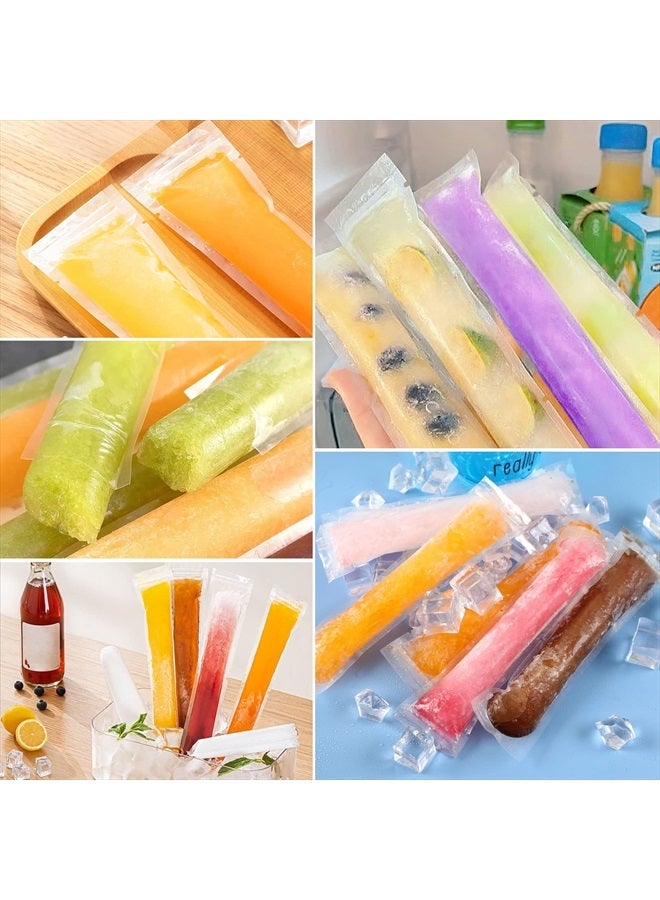 FEBSNOW 120 Disposable Ice Popsicle Bags BPA Free Freezer Tubes With Zip Seals For Snacks,Yogurt Sticks,Juice & Fruit Smoothies,Ice Candy Pops Comes With A Funnel (7.5inches x 2inches)  - Image 4