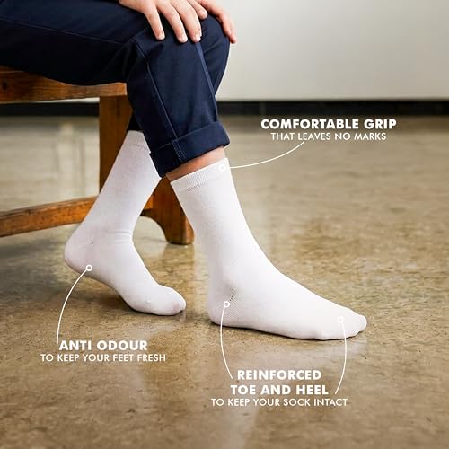Supersox Regular Length School Uniform Socks for Kids | Breathable Cotton | Anti-Odour & Moisture Absorbent | Durable Welt for All-Day Comfort | White | 3 to 4 Years | Pack of 5 - Image 3