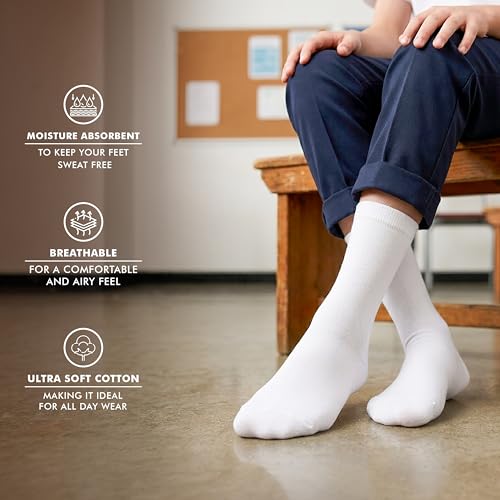 Supersox Regular Length School Uniform Socks for Kids | Breathable Cotton | Anti-Odour & Moisture Absorbent | Durable Welt for All-Day Comfort | White | 3 to 4 Years | Pack of 5 - Image 4