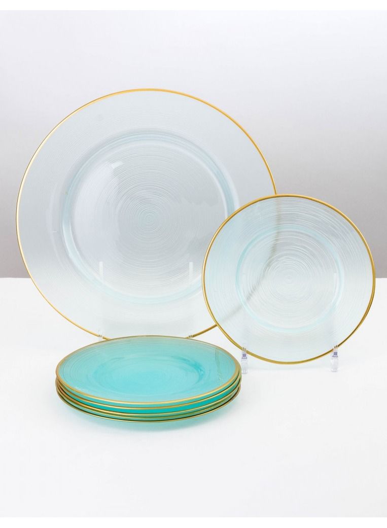 هيك طقم صحون كيك زجاج مكون من 7 قطع لون أخضر