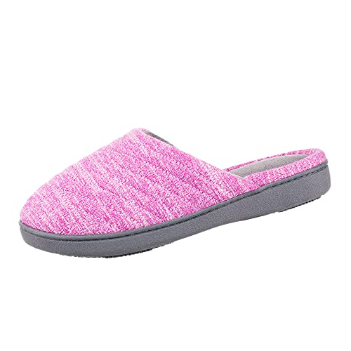 isotoner Women's Indoor/Outdoor Slip-on Andrea Space Knit Slide Slippers with Heal Support, Vividly Violet, 9.5-10 US - Image 1