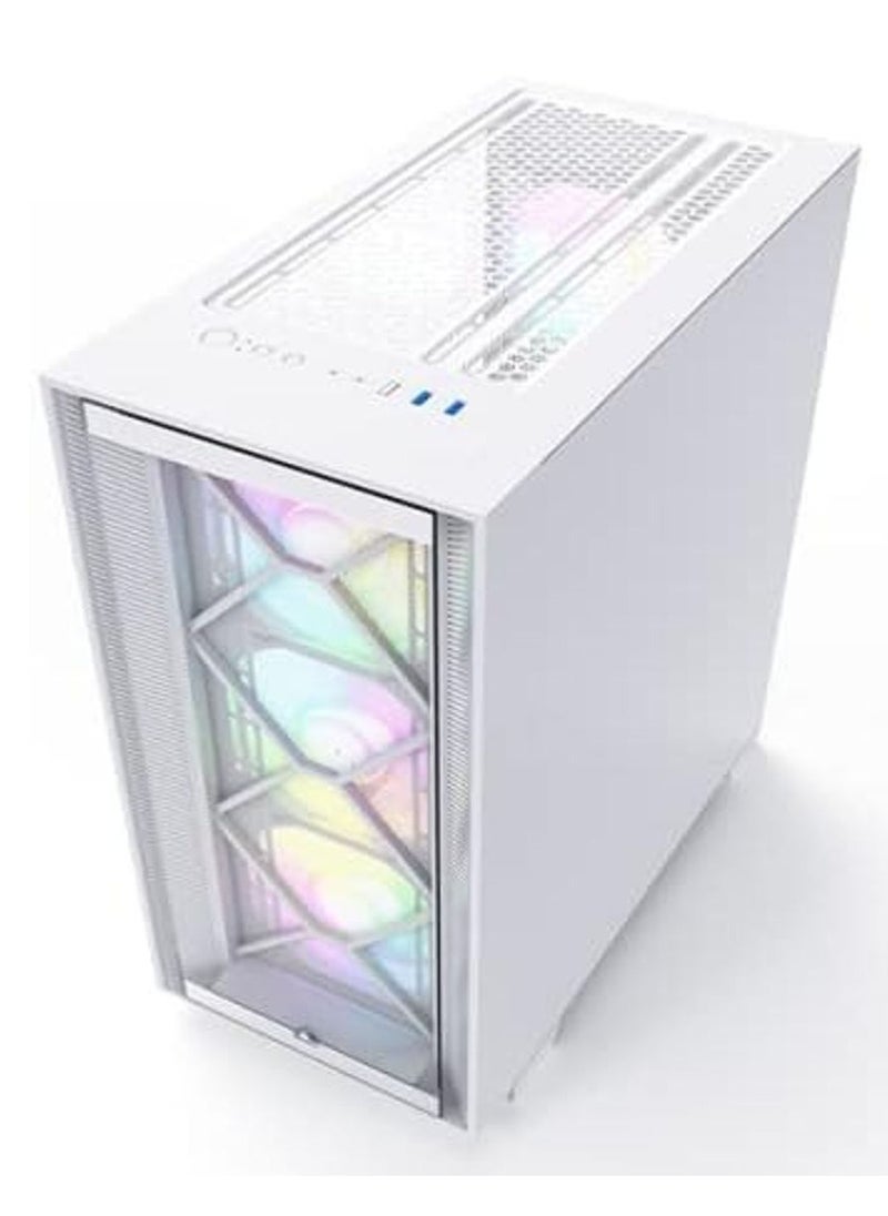 MONTECH - AIR 1000 Premium White ATX Mid Tower Case - 3 x 140mm,1 x 120mm ARGB Fans Pre-Installed - Swivel Glass Side Panel - Both Detachable Mesh and Tempered Glass Front Panel - Image 1
