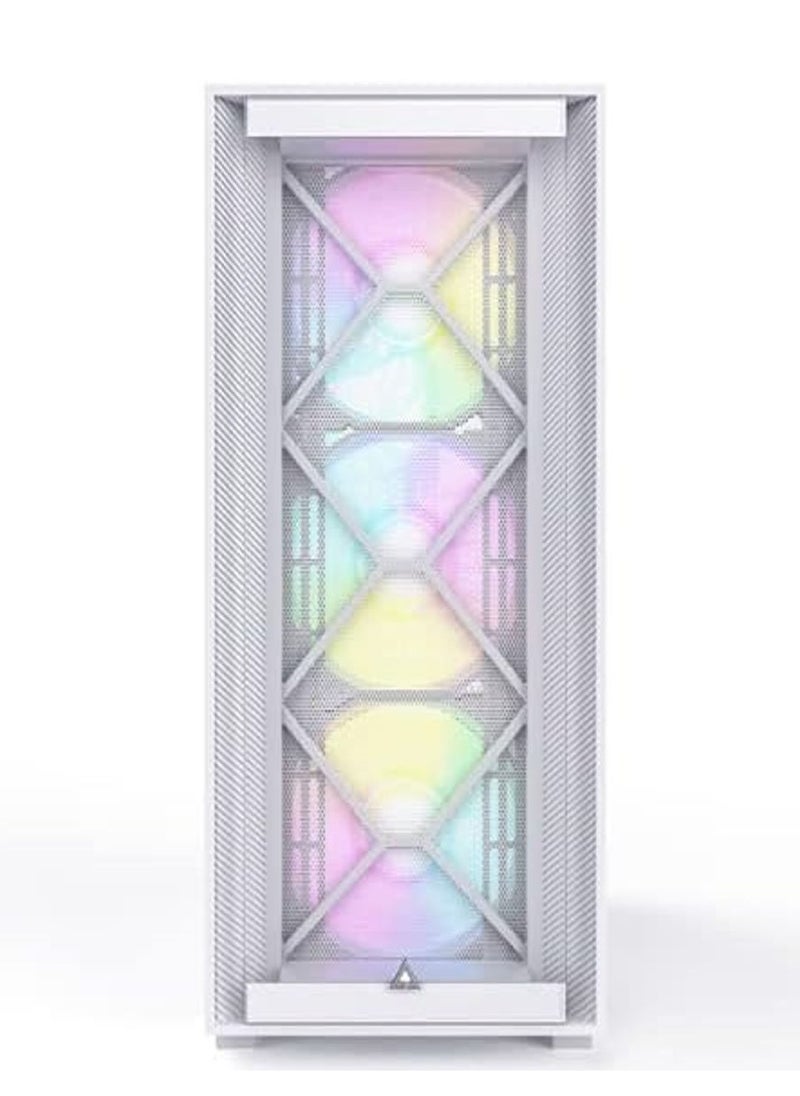 MONTECH - AIR 1000 Premium White ATX Mid Tower Case - 3 x 140mm,1 x 120mm ARGB Fans Pre-Installed - Swivel Glass Side Panel - Both Detachable Mesh and Tempered Glass Front Panel - Image 1