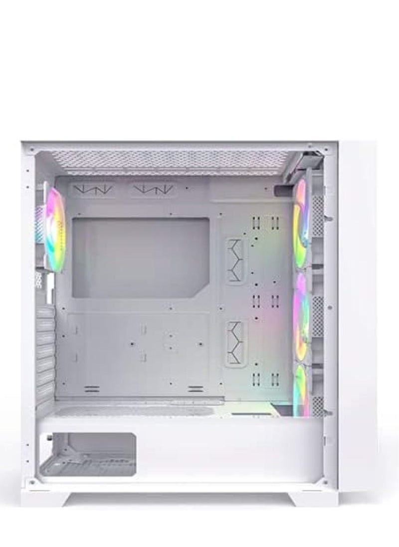 MONTECH - AIR 1000 Premium White ATX Mid Tower Case - 3 x 140mm,1 x 120mm ARGB Fans Pre-Installed - Swivel Glass Side Panel - Both Detachable Mesh and Tempered Glass Front Panel - Image 1