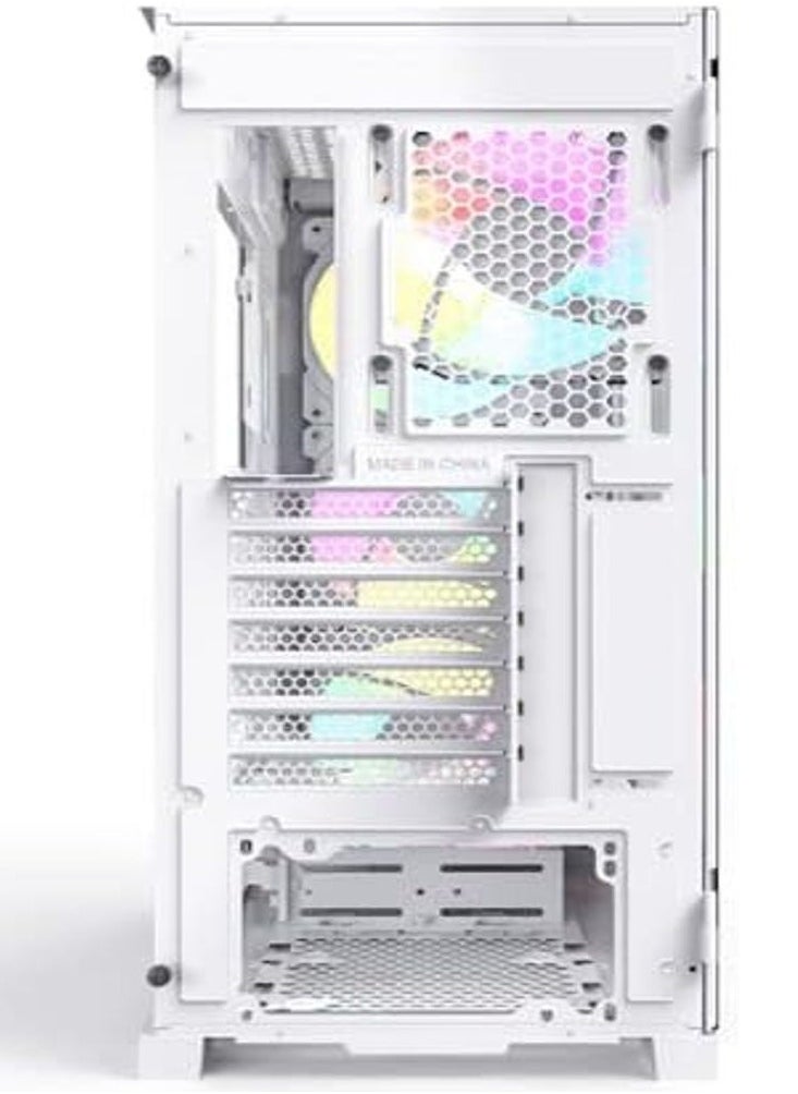 MONTECH - AIR 1000 Premium White ATX Mid Tower Case - 3 x 140mm,1 x 120mm ARGB Fans Pre-Installed - Swivel Glass Side Panel - Both Detachable Mesh and Tempered Glass Front Panel - Image 1