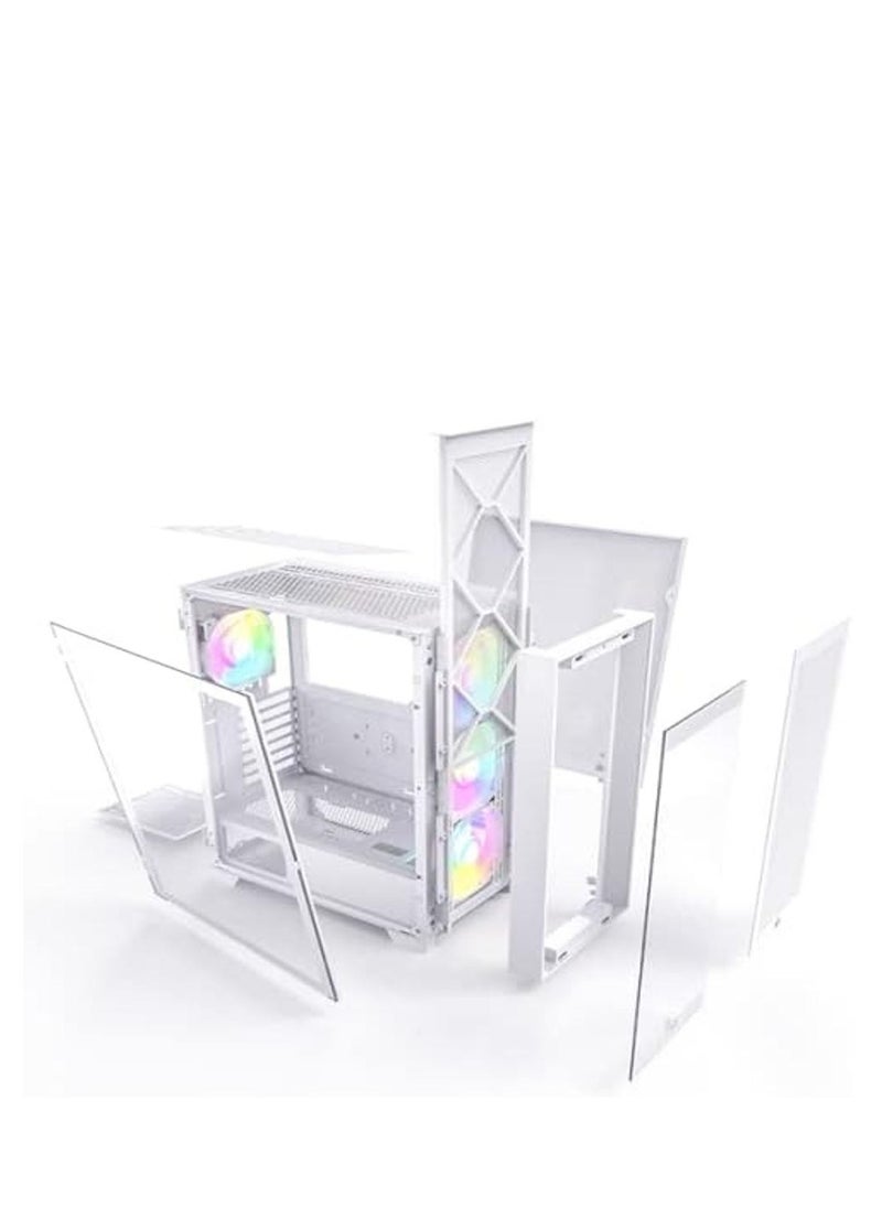 MONTECH - AIR 1000 Premium White ATX Mid Tower Case - 3 x 140mm,1 x 120mm ARGB Fans Pre-Installed - Swivel Glass Side Panel - Both Detachable Mesh and Tempered Glass Front Panel - Image 1