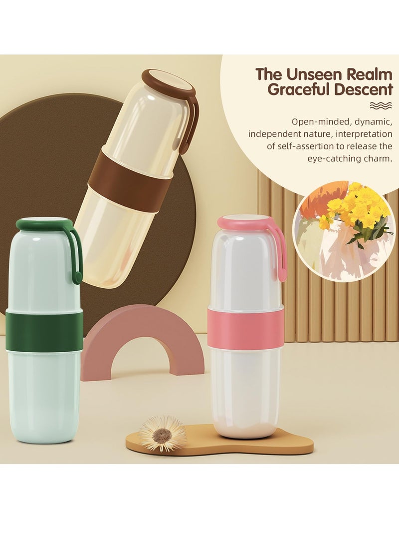 SYOSI Travel Toothbrush Holder Case Multi-Function Portable Toothbrush Cup Wash Cup with Cover and Silicone Handle Fashion Toothbrush Container for Trips Bathroom School Travel Outdoor Mocha Cream  - Image 4