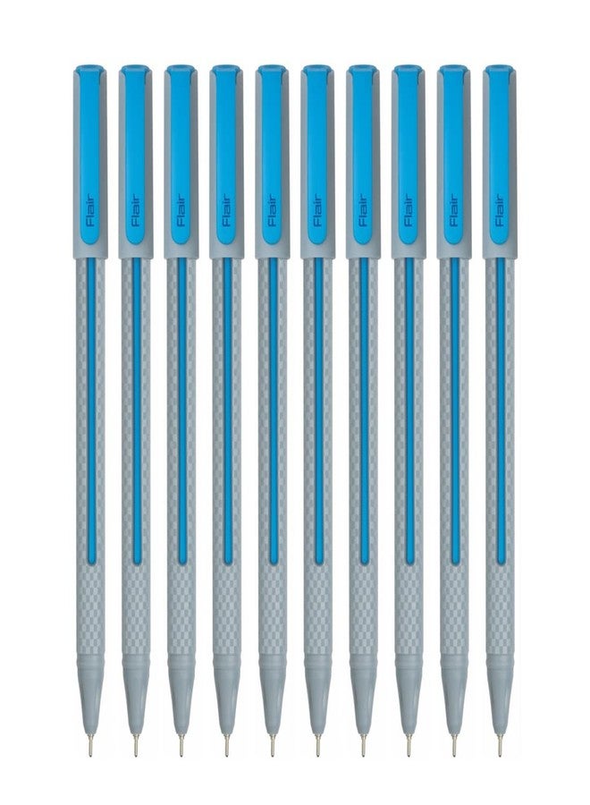 Flair Yolo Blue Ball Pen | 0.6 mm Tip Size | Low-Viscosity Ink For Smudge Free Writing | Sleek & Matt Finish Textured Body | Light Weight Pocketable Pen | Blue, Wallet Set Of 10 X 3 Pack - Image 1