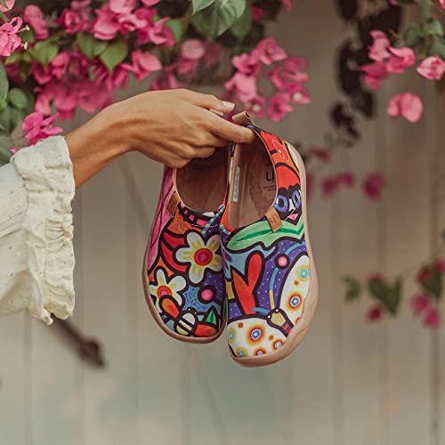 UIN Women's Flats Canvas Lightweight Slip Ons Sneakers Walking Casual Art Painted Travel Shoes Secret Garden (39) - Image 4