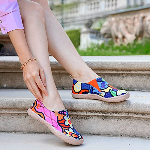 UIN Women's Flats Canvas Lightweight Slip Ons Sneakers Walking Casual Art Painted Travel Shoes Secret Garden (39) - Image 3