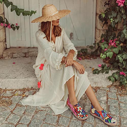 UIN Women's Flats Canvas Lightweight Slip Ons Sneakers Walking Casual Art Painted Travel Shoes Secret Garden (39) - Image 5