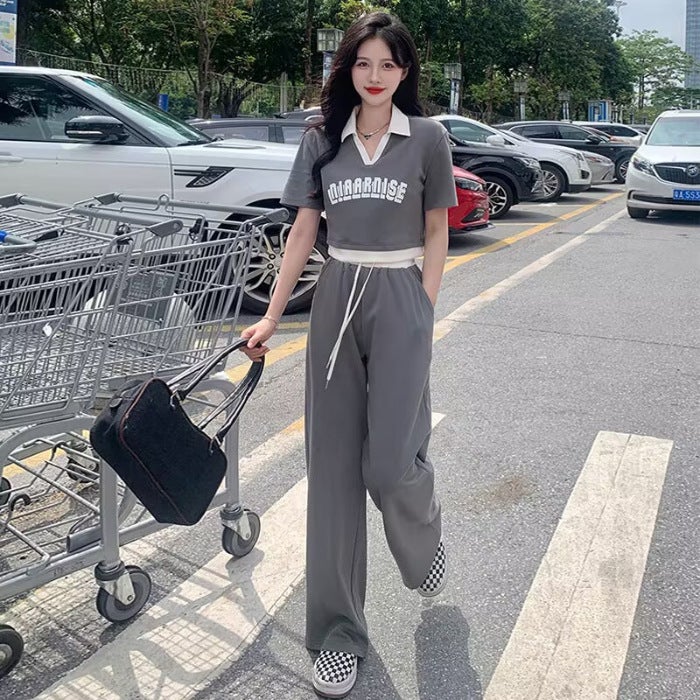 Womens Summer 2023 Slim Fit Crop Top  Pants Set Black  - Image 3