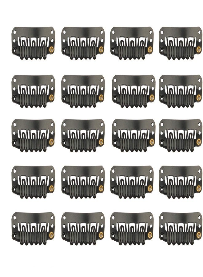 FeiHong 20 Pcs U-Shape Stainless Steel Snap Clips for Hair Extensions, Wigs, Hairpieces - Black Wig Accessories Clips & Combs - Image 1