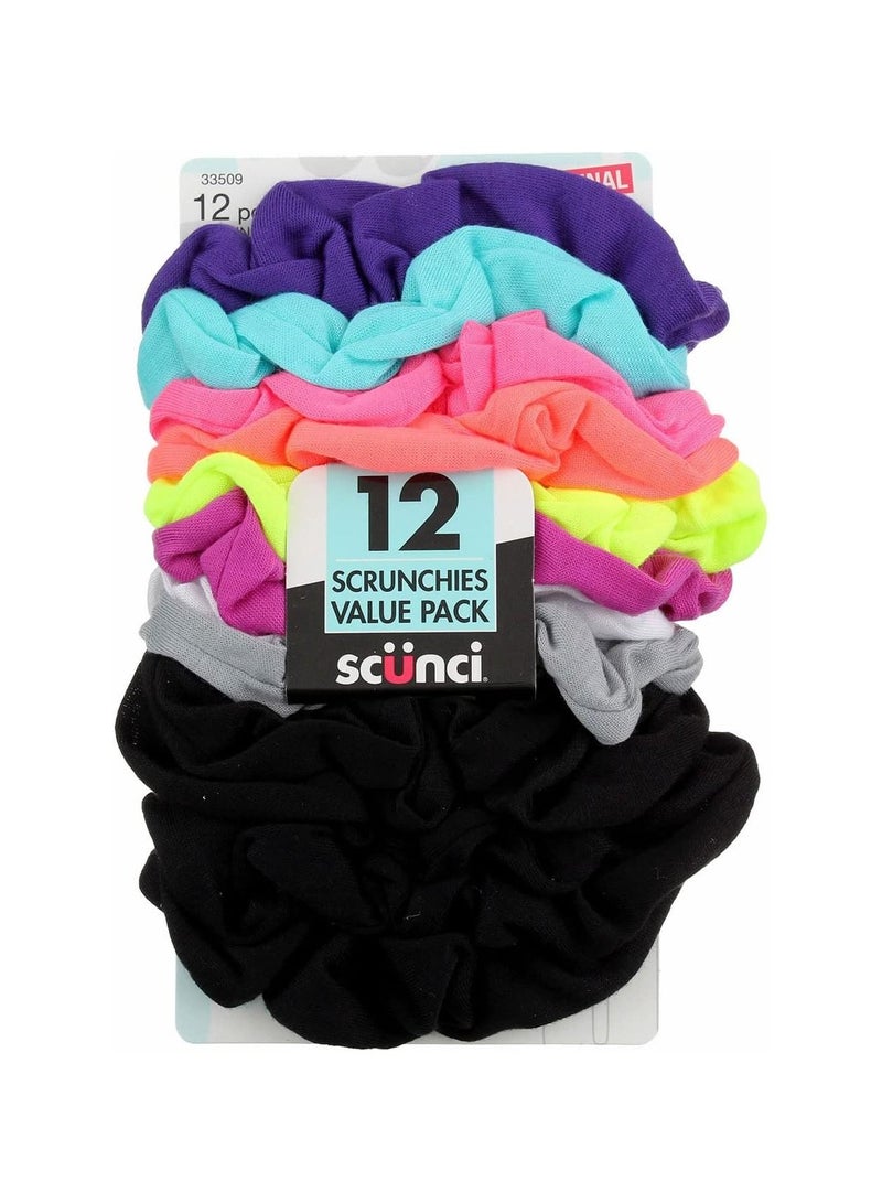 Cotton Elastics Hair Bands Large Scrunchies Hair Accessories for Women or Girls 12 Pcs Multicolor