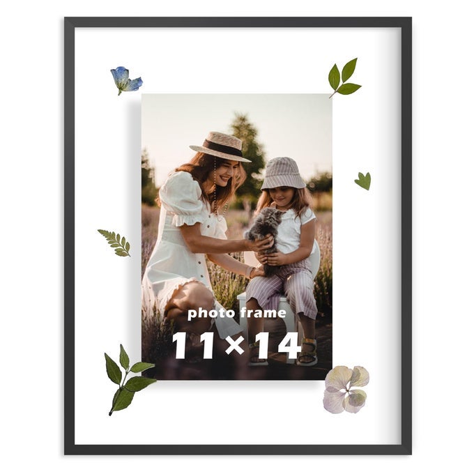 11x14 Deluxe Black Aluminum Contemporary Style Floating Picture Frame with Tempered Glass