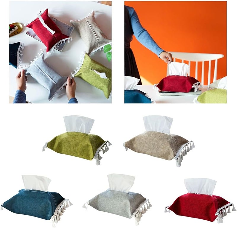 Coffee Color Fabric Tissue Box Cover Elegant Sturdy Portable for Home and Office Decoration - Image 3