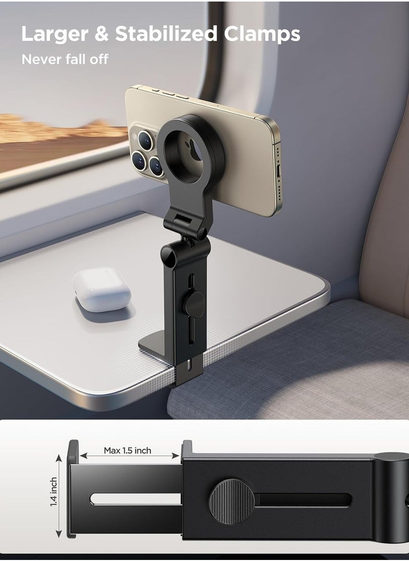 ELTRAZONE 2-Pack Airplane Phone Holder – Hands-Free Phone Mount, Adjustable Magsafe-Compatible Stand for iPhone 15 Pro Max, iPhone 14/13/12, Travel Essential for Airplane Tray Tables, Car & Desk Mount for iPhones & Smartphones  - Image 4