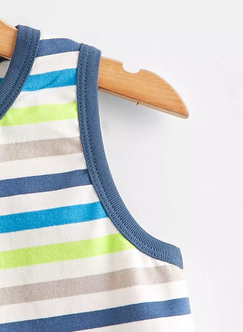 Toddler Boys Half Button Placket Striped Tank Top - Image 4