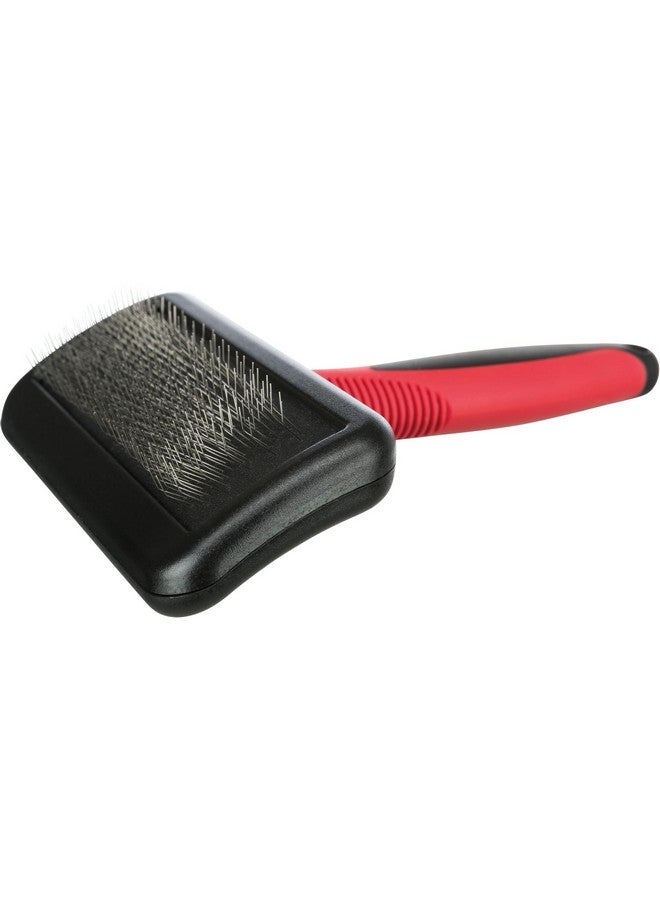 Trixie Soft Brush For Dogs,Soft Wire With Nylon Bristle,Ideal For All Coat Type,Remove Shadding Coats,Tangle And Dead Undercoat Plastic/Metal With Rubber Handle (12X16Cm) - Image 1
