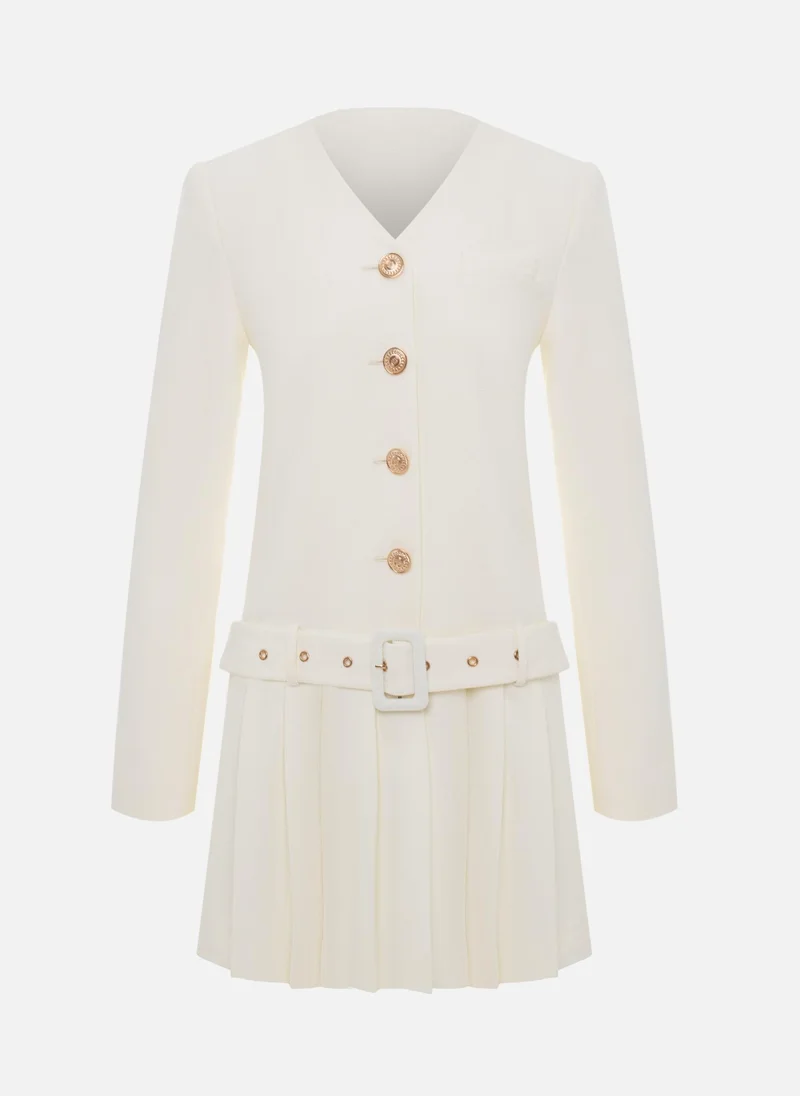 ليتشي فستان قصير من القماش المناسب مع حزام عريض متناسق